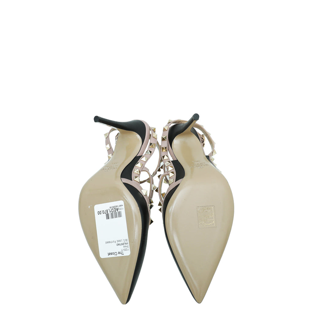 Valentino Bicolor Rockstud Caged Ankle Strap Pump 38.5