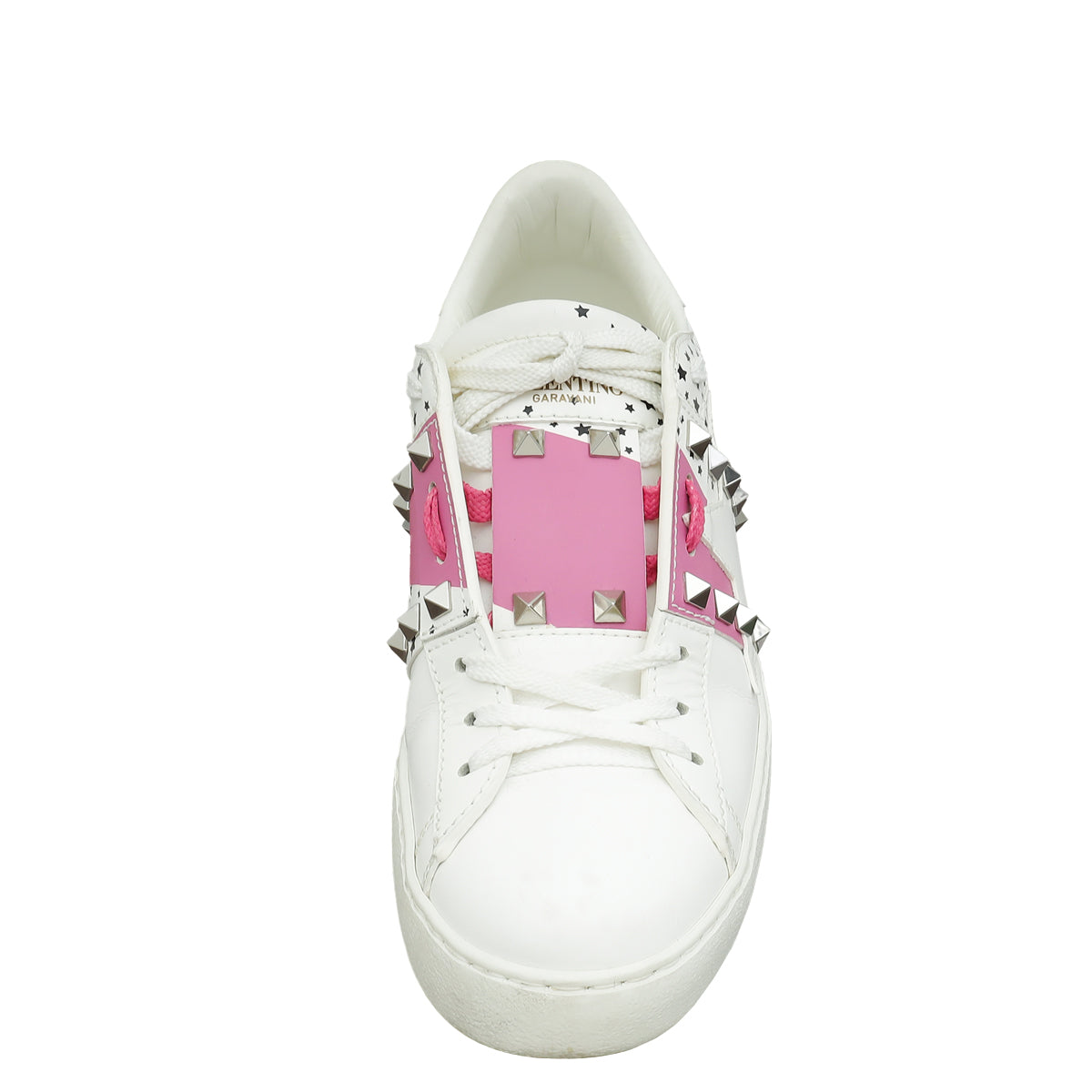 Valentino Bicolor Rockstud Star Print Open Sneaker 38.5
