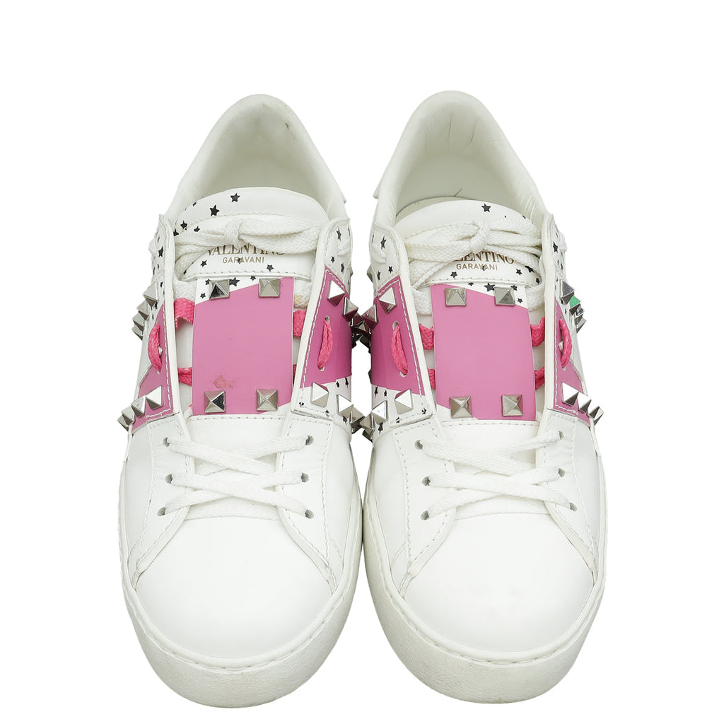 Valentino Bicolor Rockstud Star Print Open Sneaker 38.5