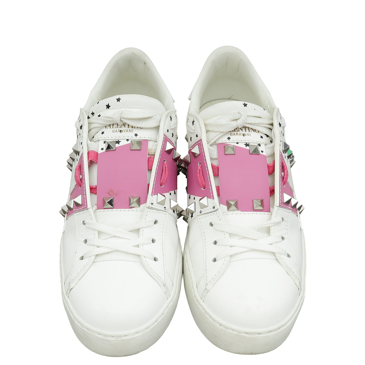 Valentino Bicolor Rockstud Star Print Open Sneaker 38.5