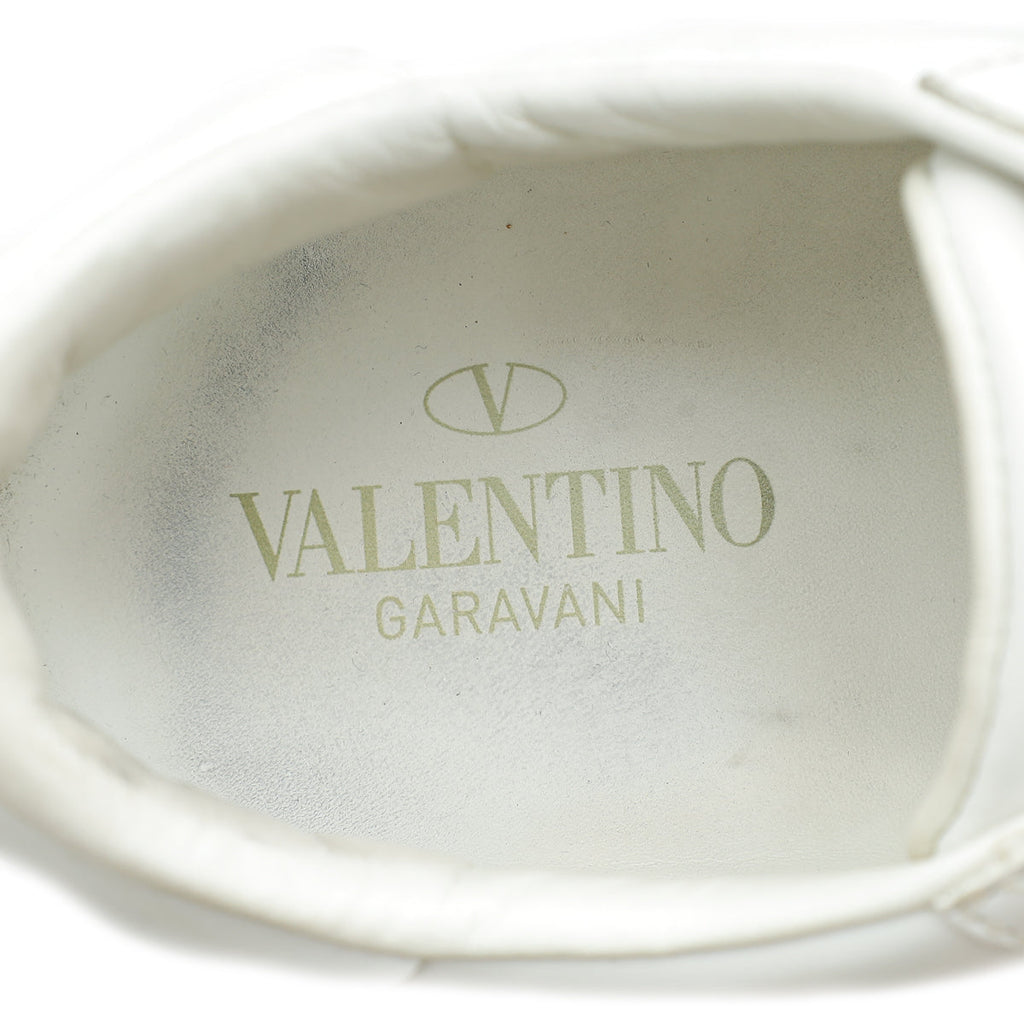 Valentino White Rockstud Heart Embroidered Untitled Open Sneaker 38.5