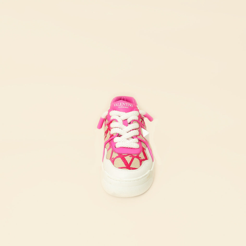 Valentino Bicolor One Stud XL Toile Iconographe Sneakers 38.5