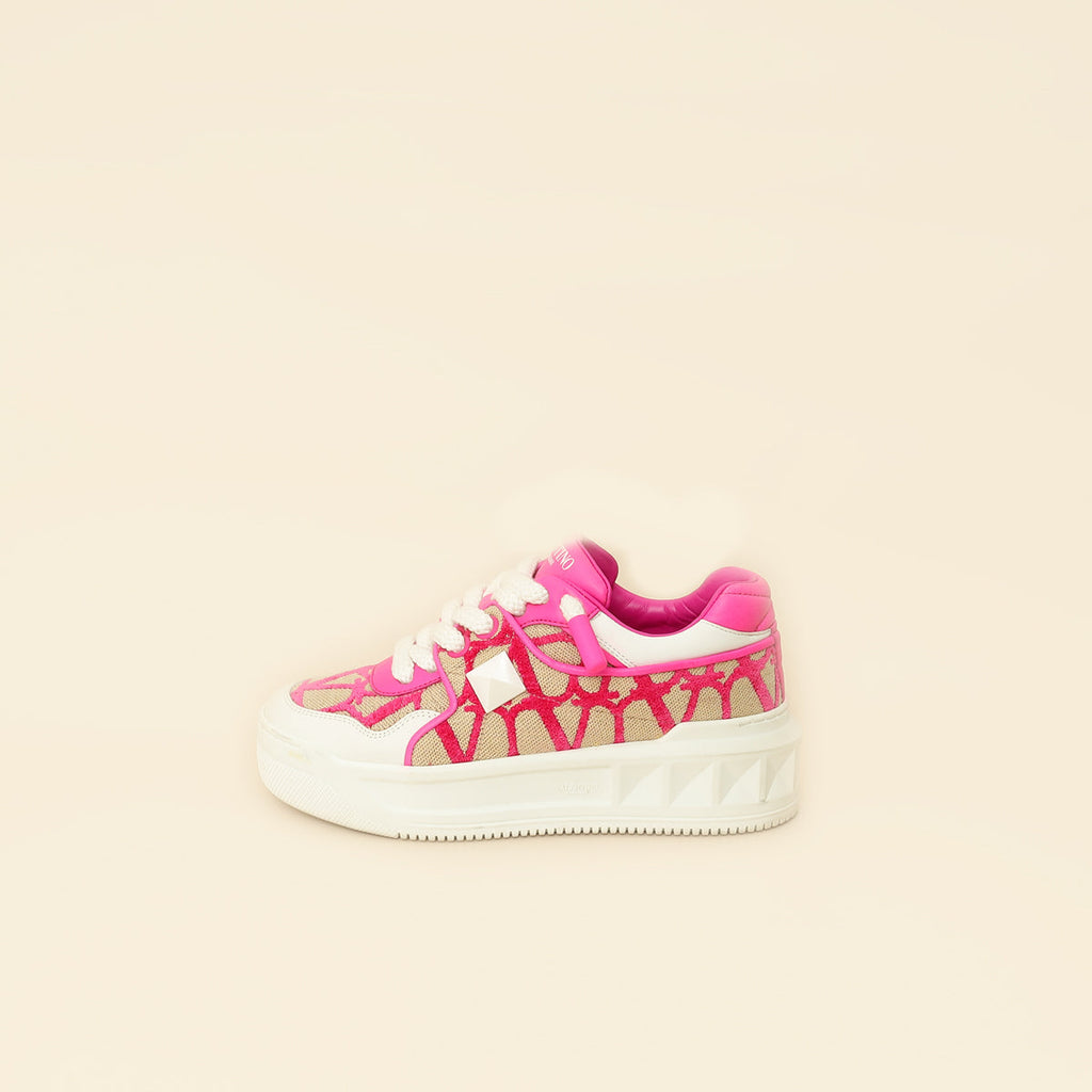 Valentino Bicolor One Stud XL Toile Iconographe Sneakers 38.5