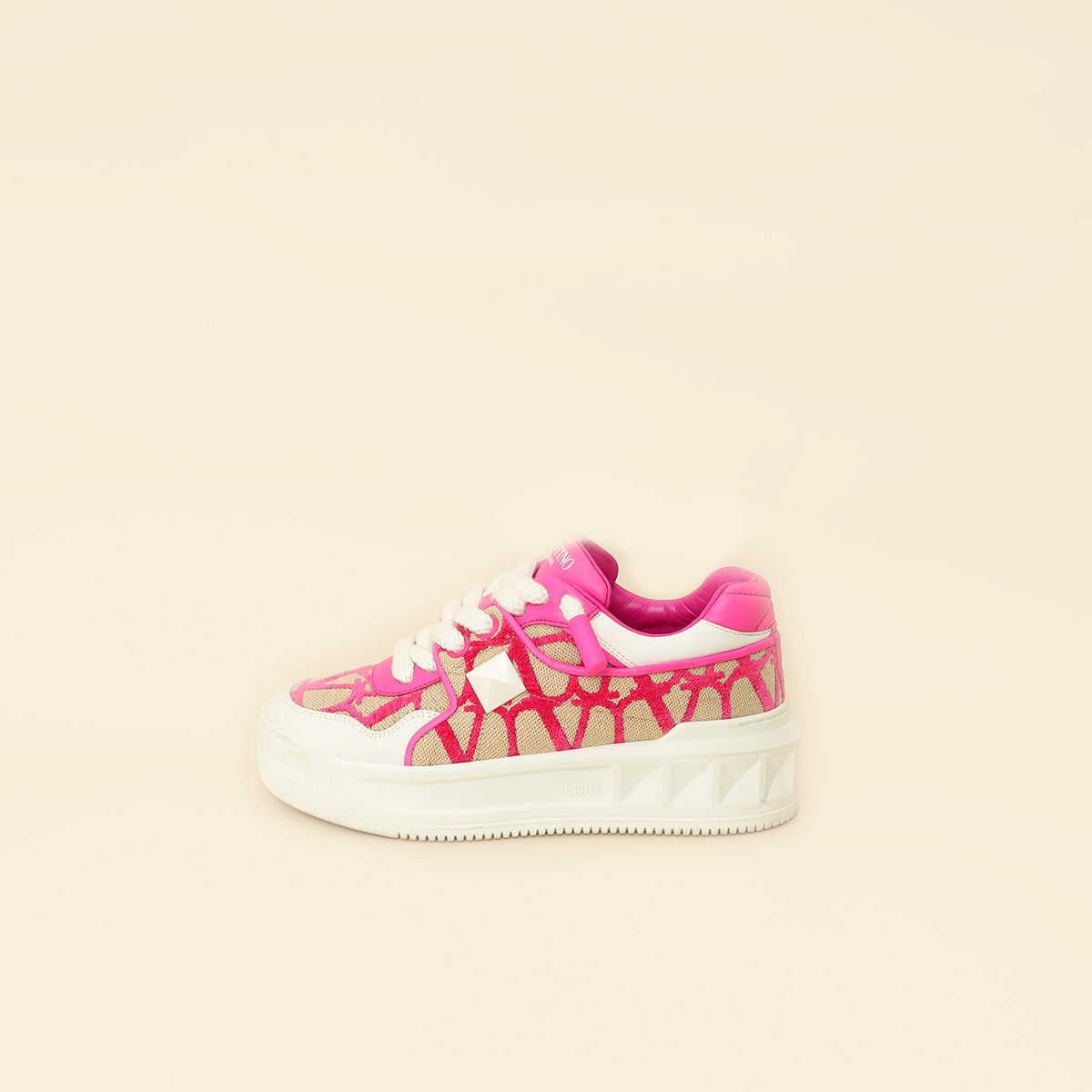 Valentino Bicolor One Stud XL Toile Iconographe Sneakers 38.5