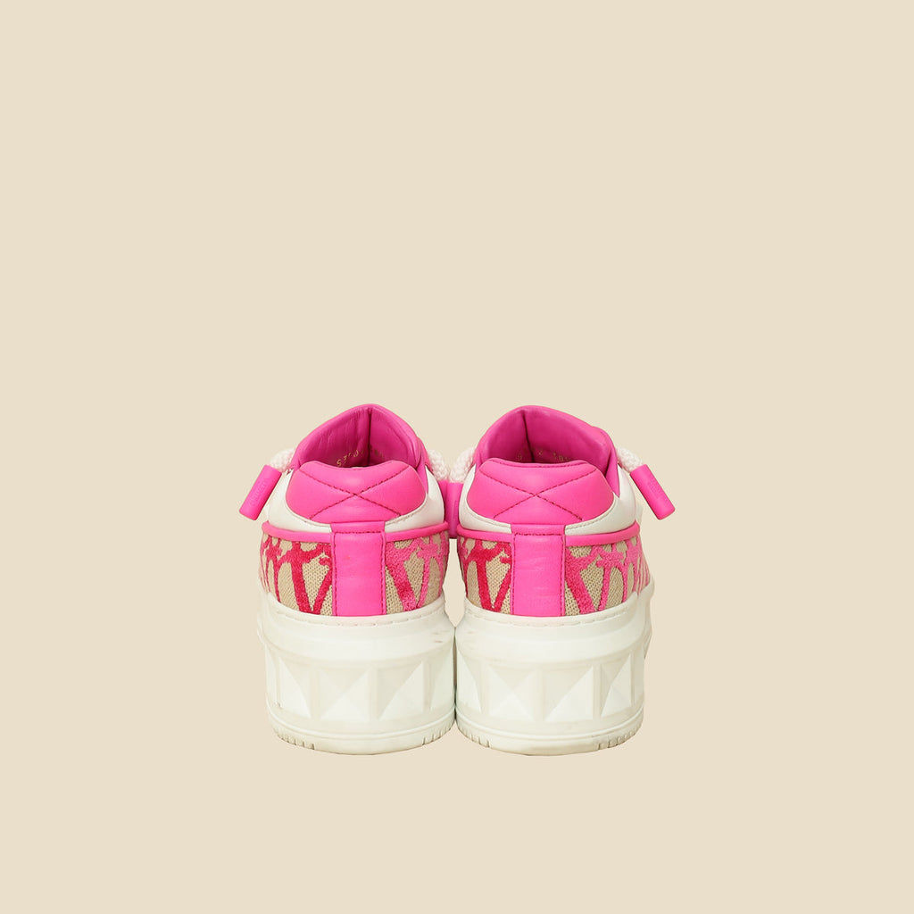 Valentino Bicolor One Stud XL Toile Iconographe Sneakers 38.5