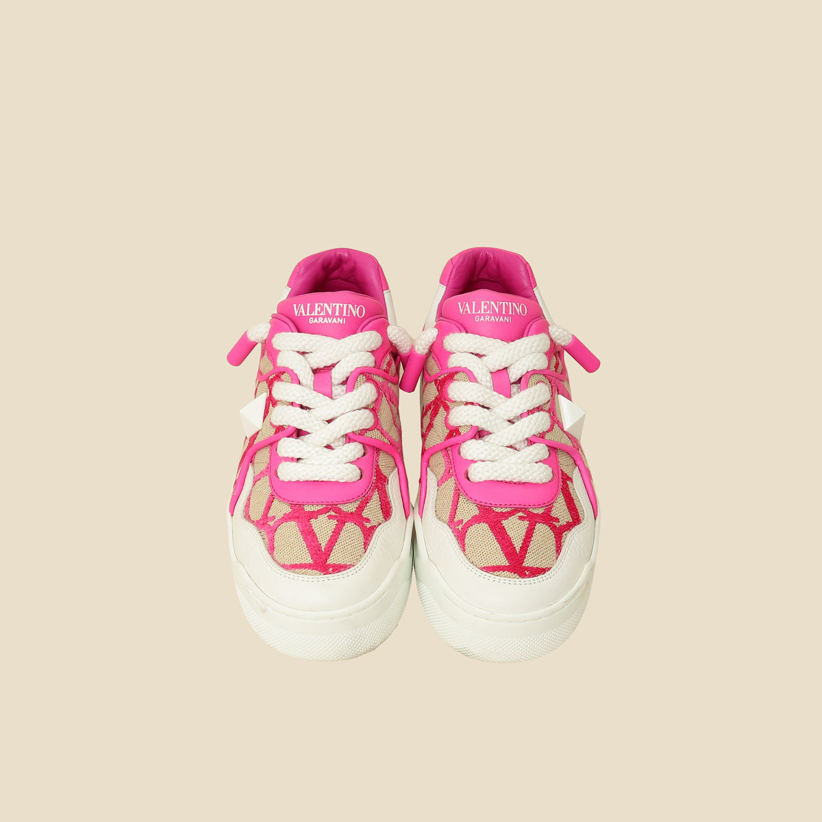 Valentino Bicolor One Stud XL Toile Iconographe Sneakers 38.5