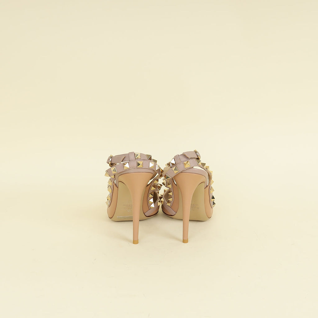 Valentino Nude Rockstud Caged Ankle Strap Pump 38.5