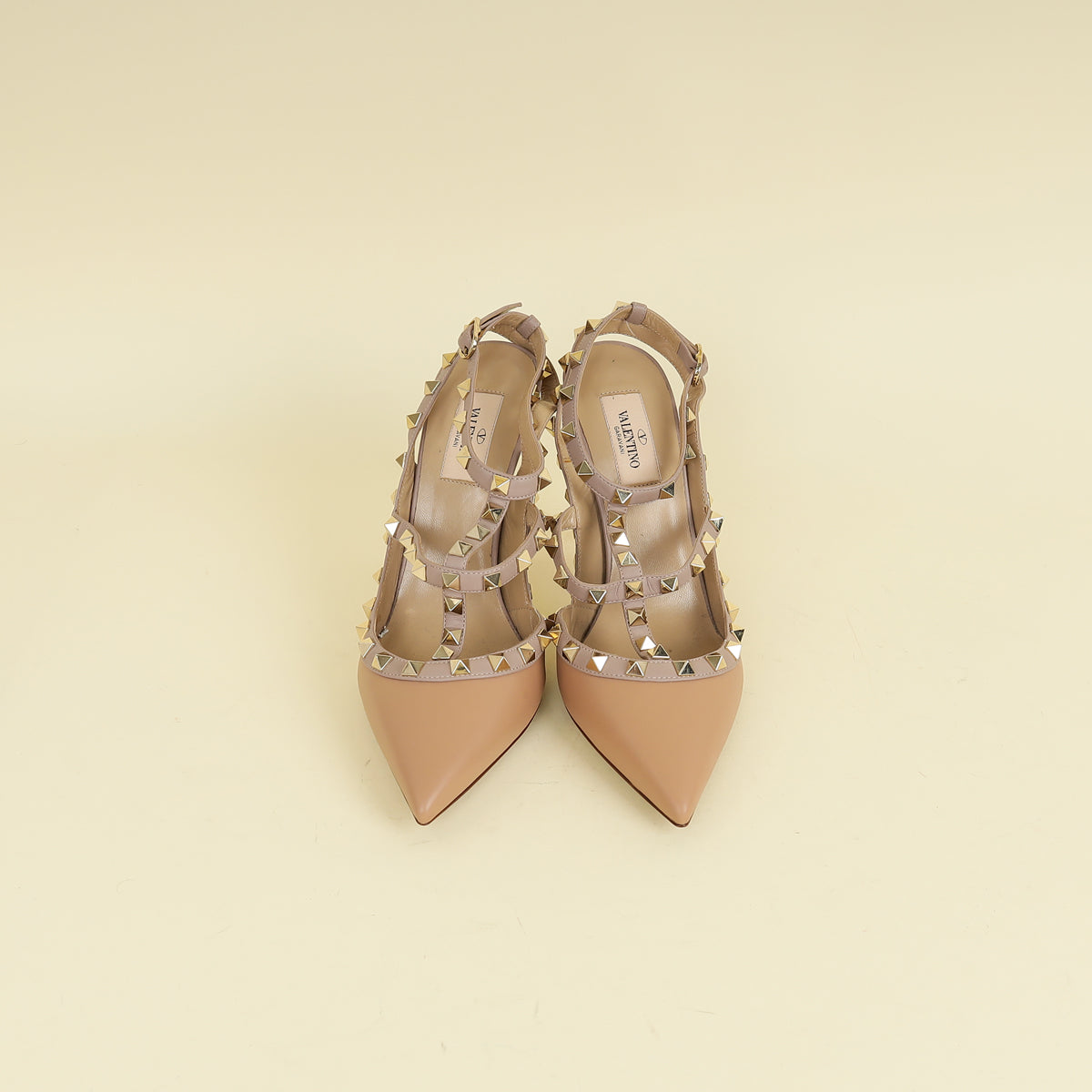 Valentino Nude Rockstud Caged Ankle Strap Pump 38.5
