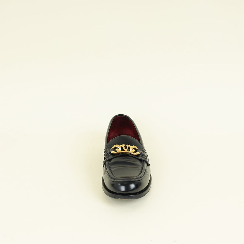 Valentino Black Vlogo Chain Loafer 38.5
