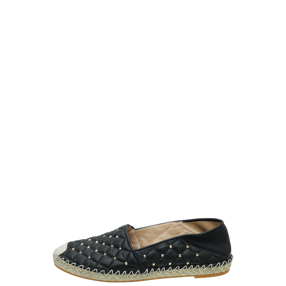 Valentino Black Rockstud Spike Espadrille Flats 38