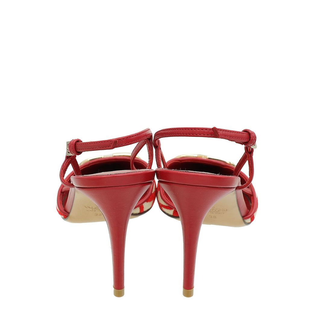 Valentino Bicolor VLogo Iconographe Slingback Pumps 38