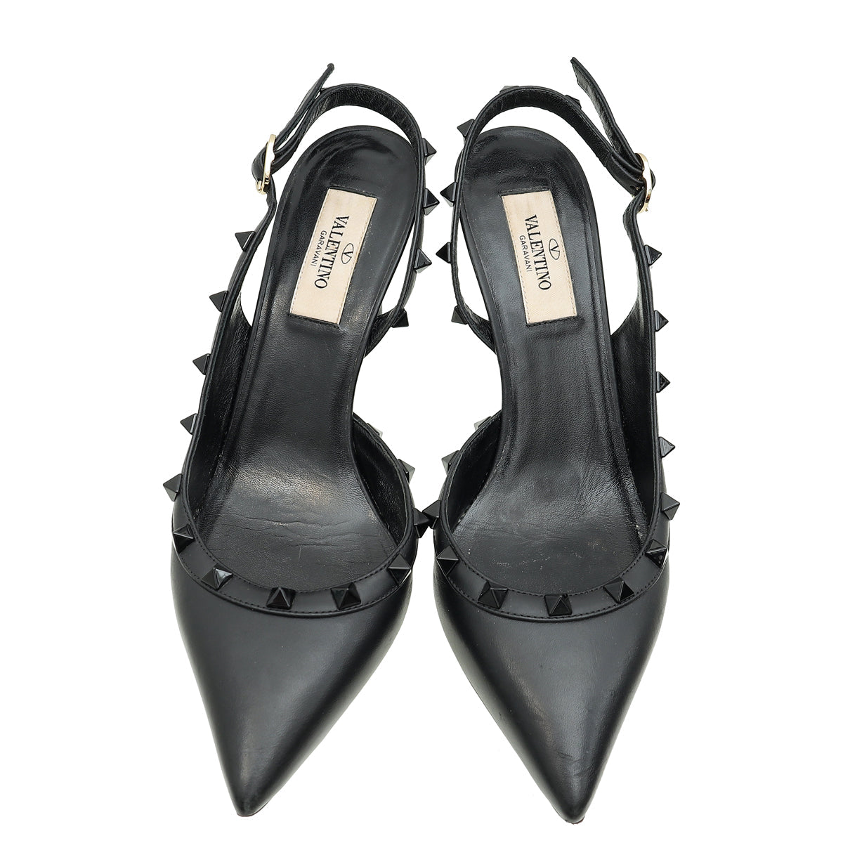 Valentino Black Rockstud Slingback Pump 38