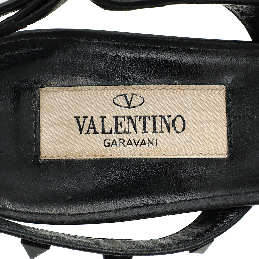 Valentino Black Rockstud Slingback Pump 38