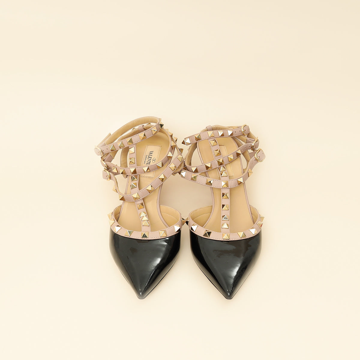 Valentino Black Rockstud Caged Ankle Strap Slingback Pump 38