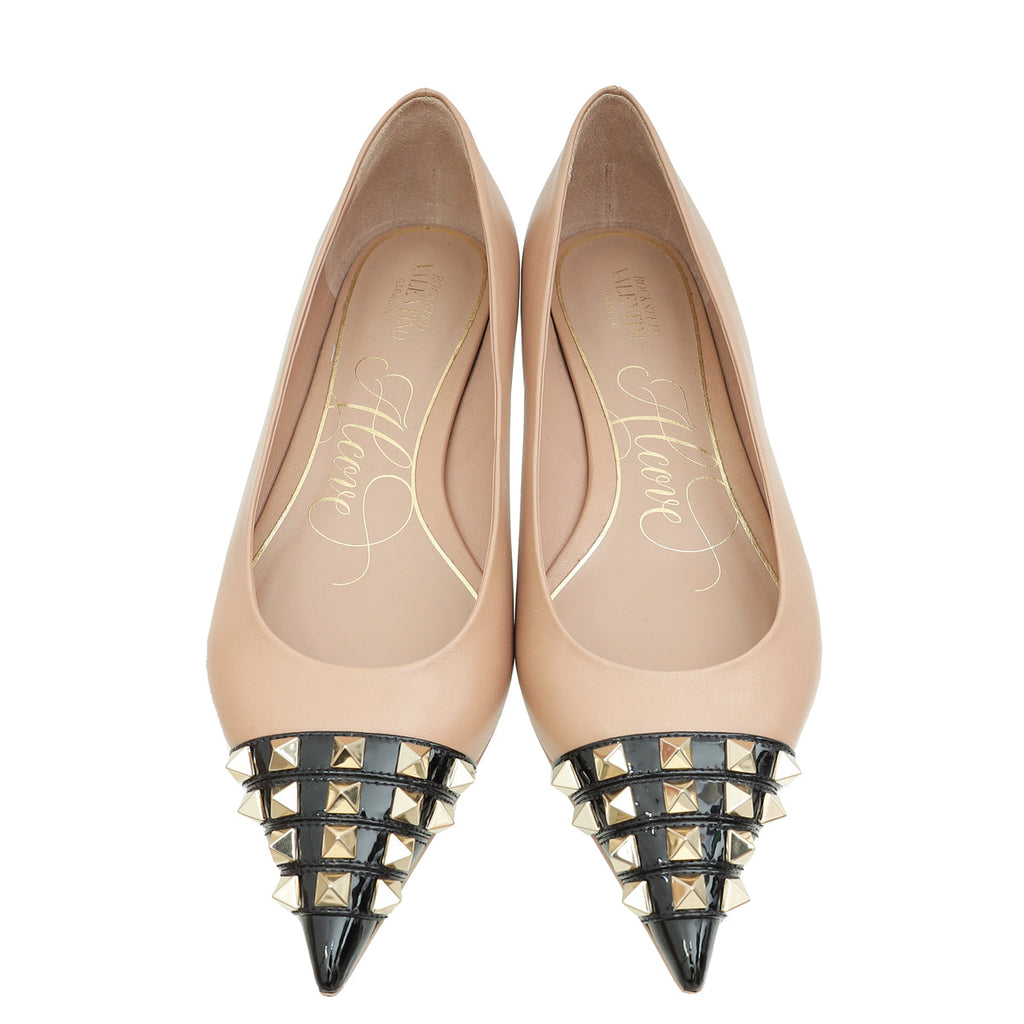 Valentino Bicolor Rockstud Alcove Ballet Flats 38