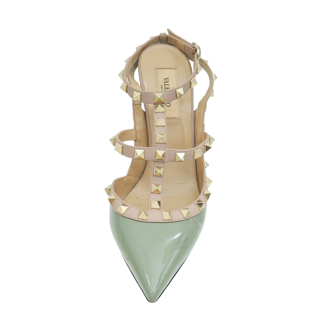 Valentino Greysh Green Rockstud Caged Pump 38
