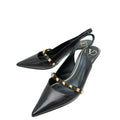 Valentino Black Rockstud Slingback Sculpted Heels 38