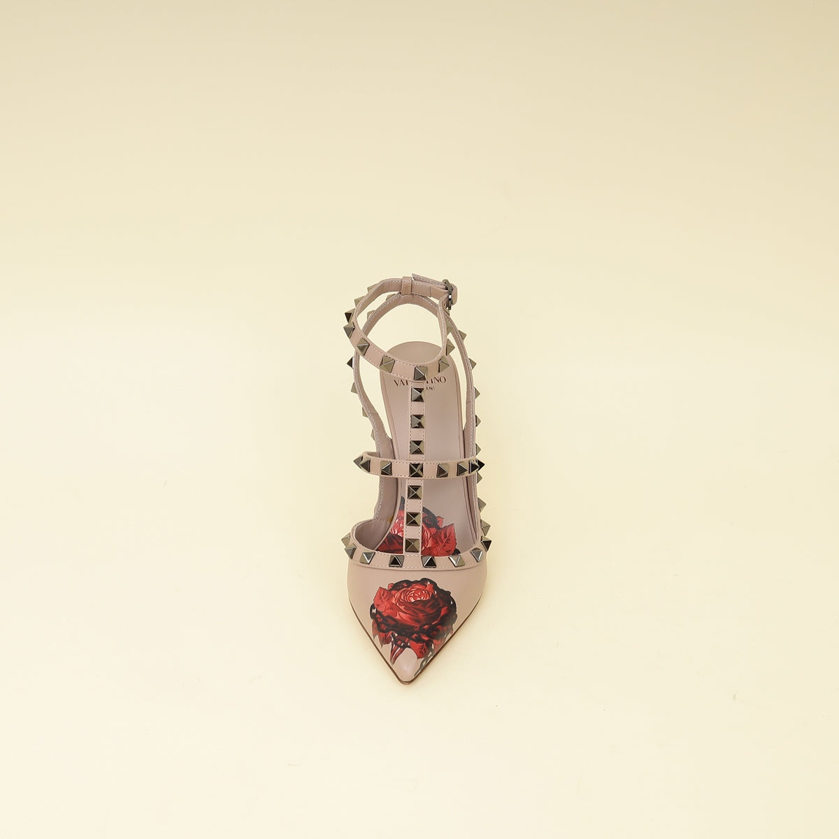 Valentino Rose Printed Rockstud Caged Pumps 38