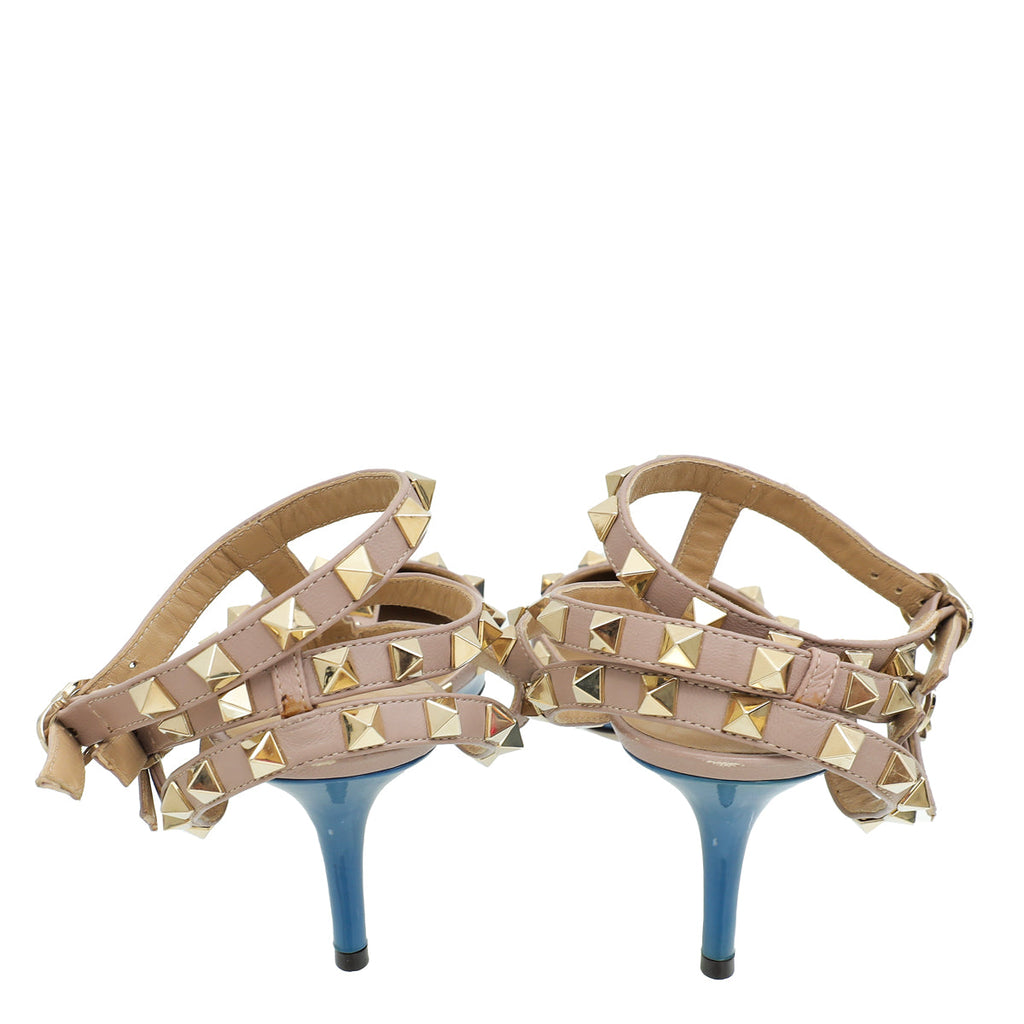 Valentino Blue Rockstud Caged Pump 38