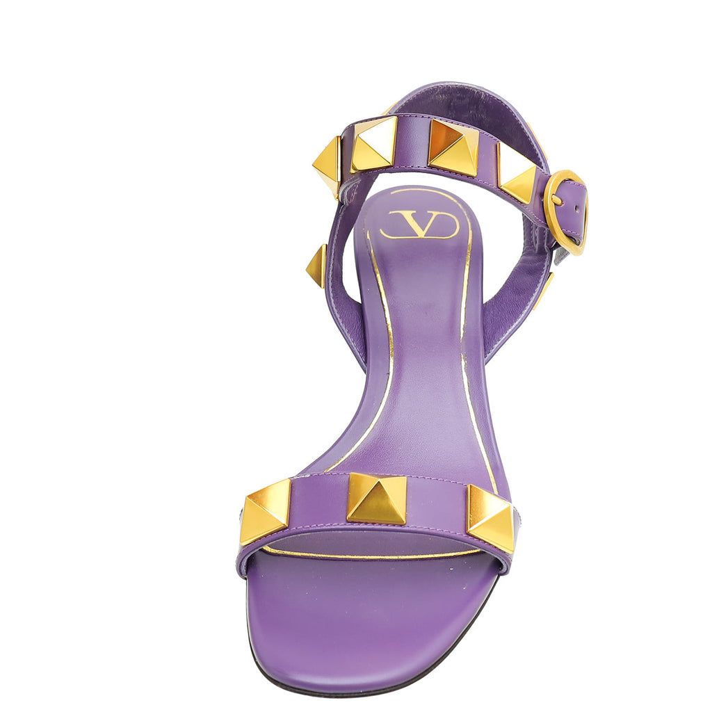 Valentino Purple Roman Studs Ankle Sandal 38