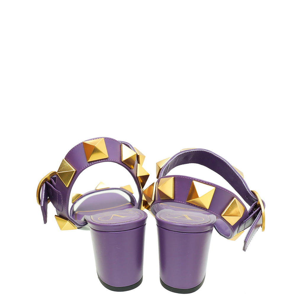 Valentino Purple Roman Studs Ankle Sandal 38