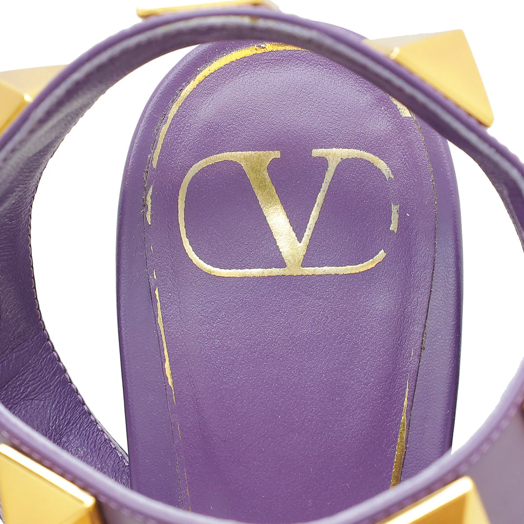 Valentino Purple Roman Studs Ankle Sandal 38