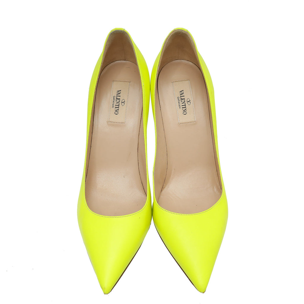 Valentino Neon Yellow Green Ankle Stud Pump 39.5