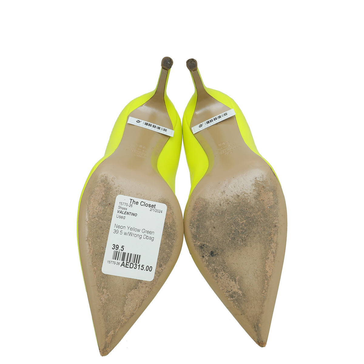 Valentino Neon Yellow Green Ankle Stud Pump 39.5