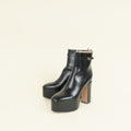 Valentino Black Vlogo Tan-Go Platform Ankle Boots 39.5