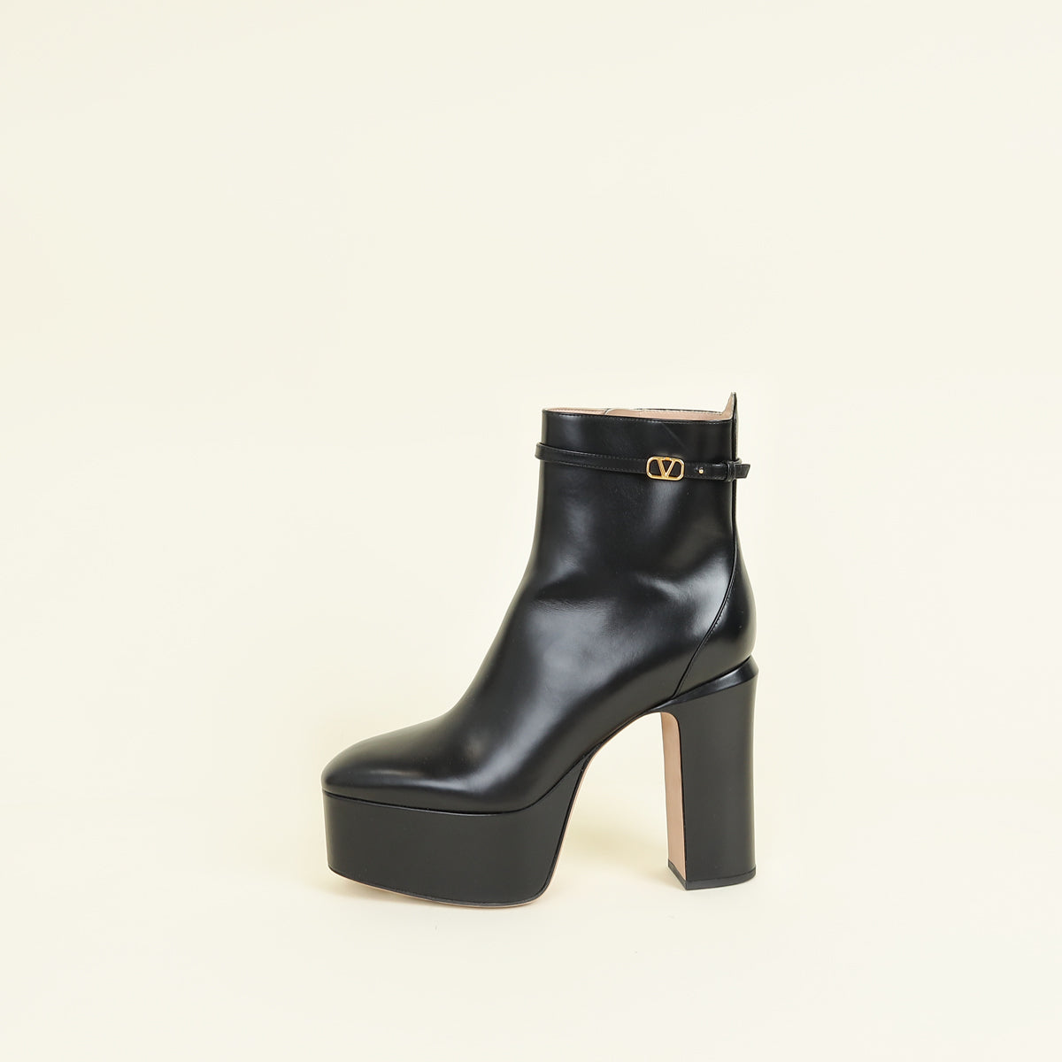 Valentino Black Vlogo Tan-Go Platform Ankle Boots 39.5
