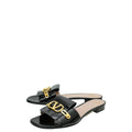 Valentino Black Shiny VLogo Flat Slide Sandal 39.5