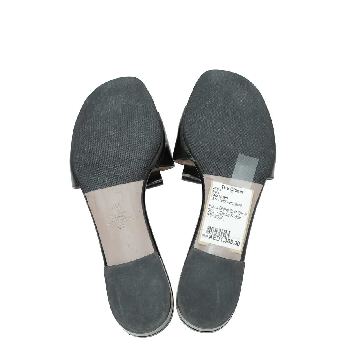 Valentino Black Shiny VLogo Flat Slide Sandal 39.5
