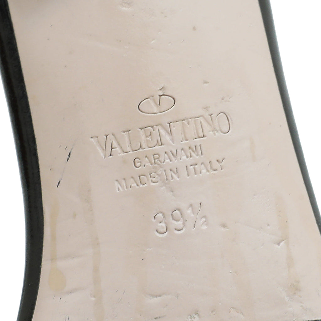 Valentino Black Shiny VLogo Flat Slide Sandal 39.5
