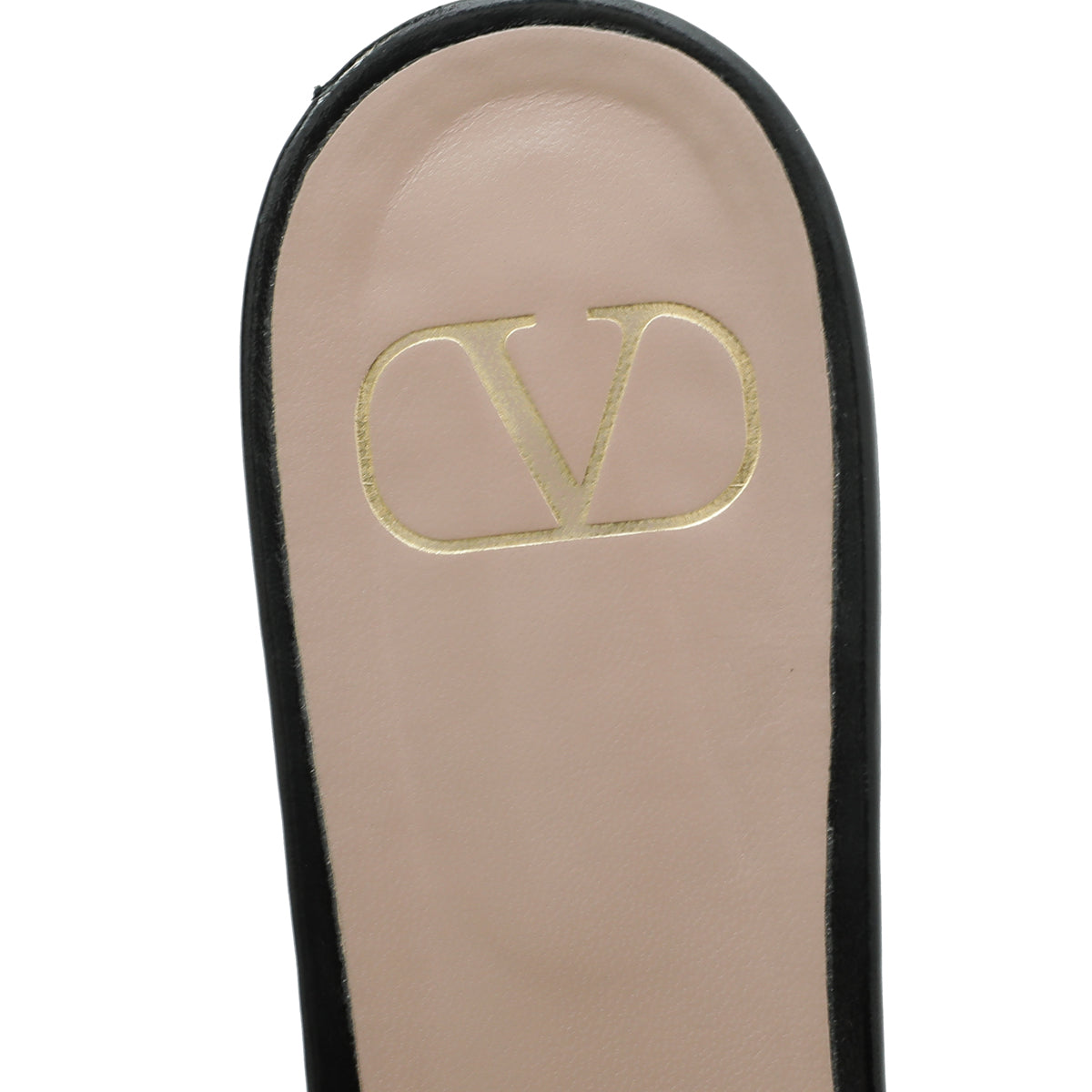 Valentino Black Shiny VLogo Flat Slide Sandal 39.5
