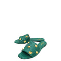Valentino Green Roman Stud Flat Slide Sandals 39