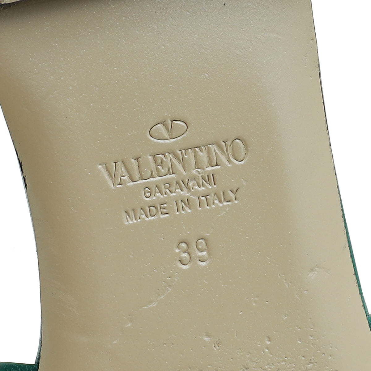 Valentino Green Roman Stud Flat Slide Sandals 39
