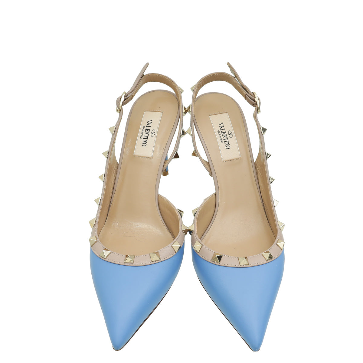 Valentino Blue Rockstud Caged Slingback Pump 39
