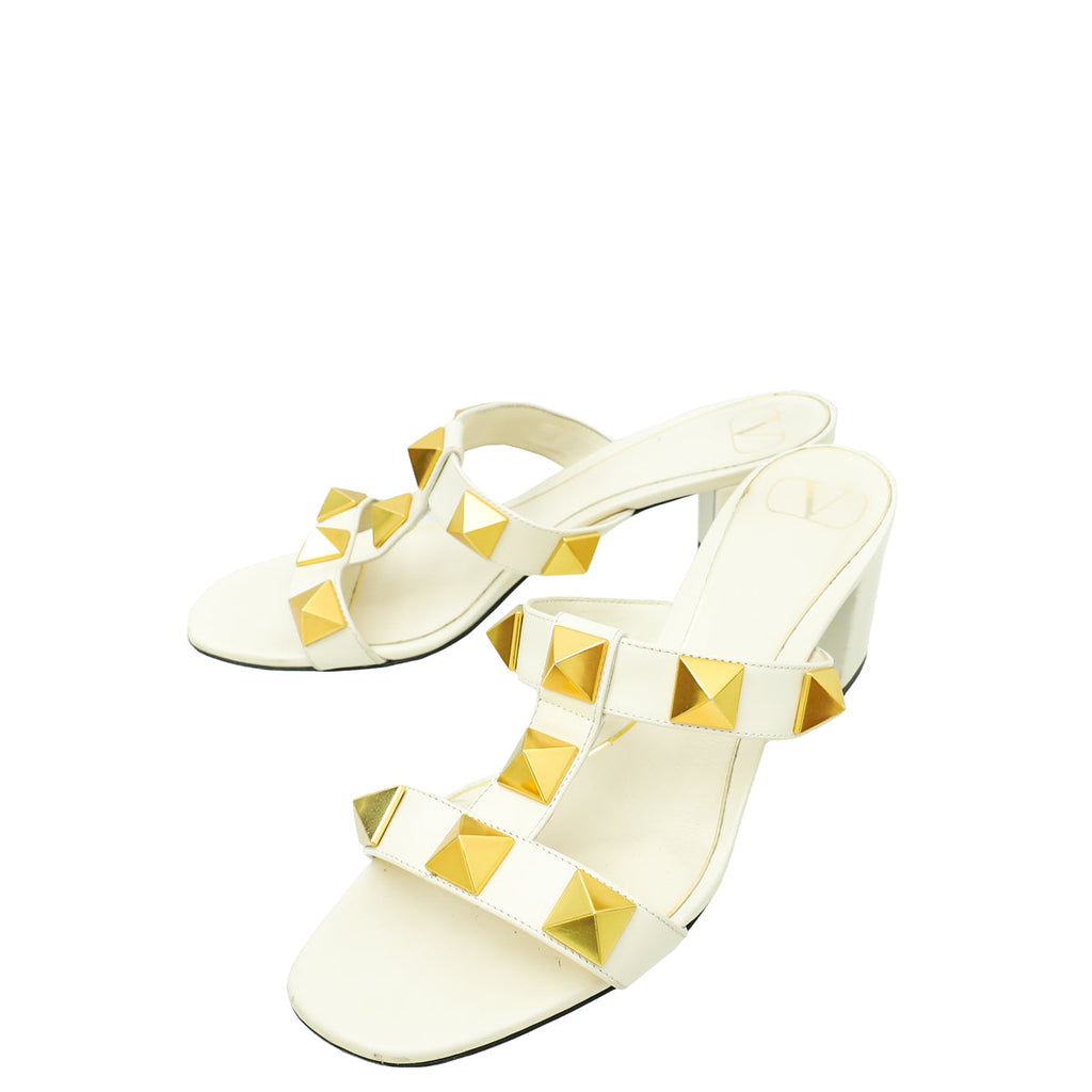Valentino White Roman Rockstud Mules 39