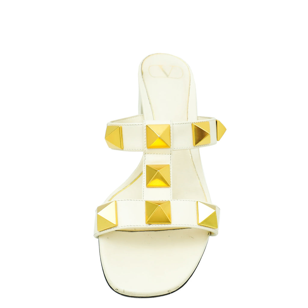 Valentino White Roman Rockstud Mules 39