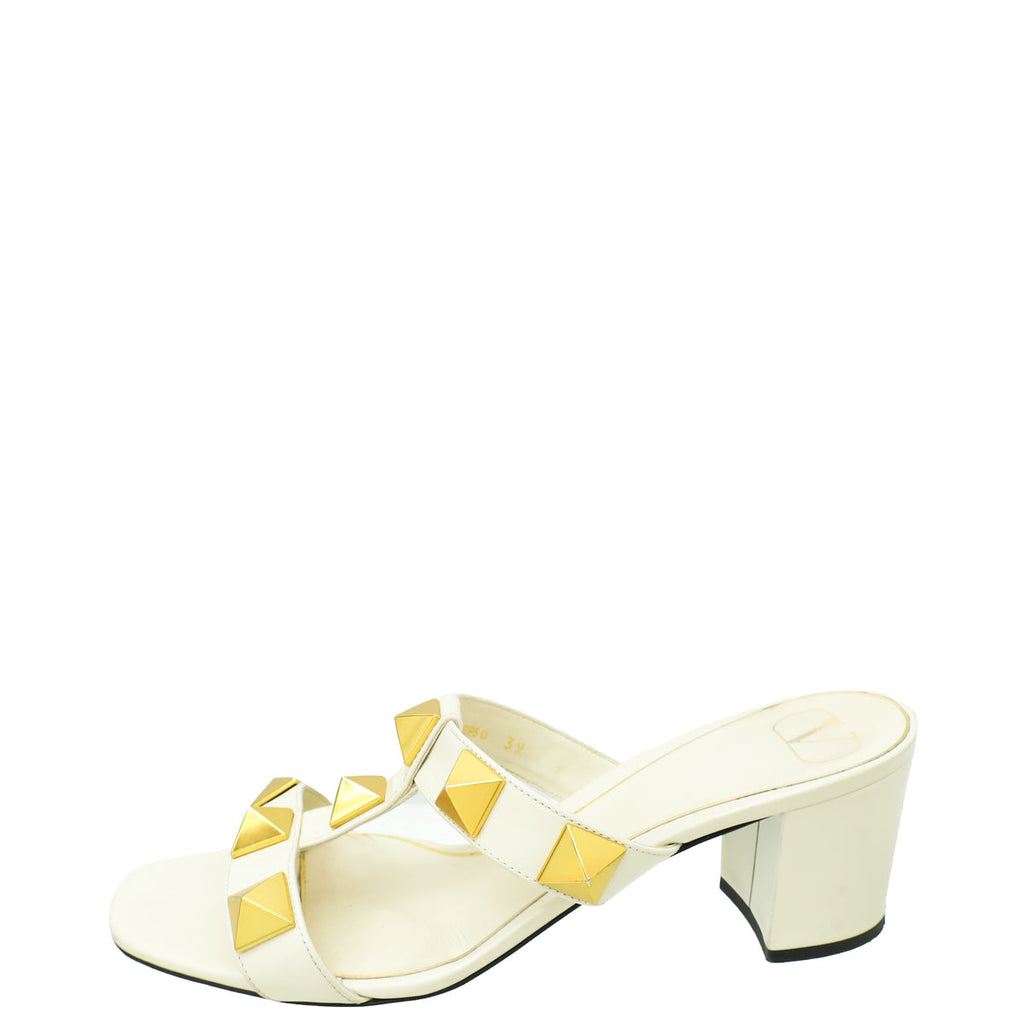 Valentino White Roman Rockstud Mules 39