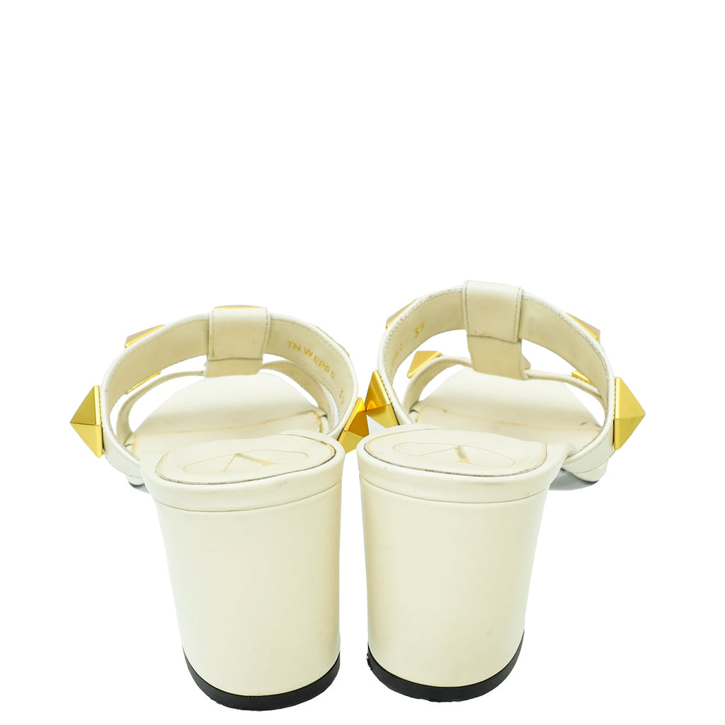 Valentino White Roman Rockstud Mules 39