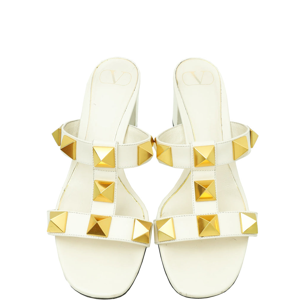 Valentino White Roman Rockstud Mules 39