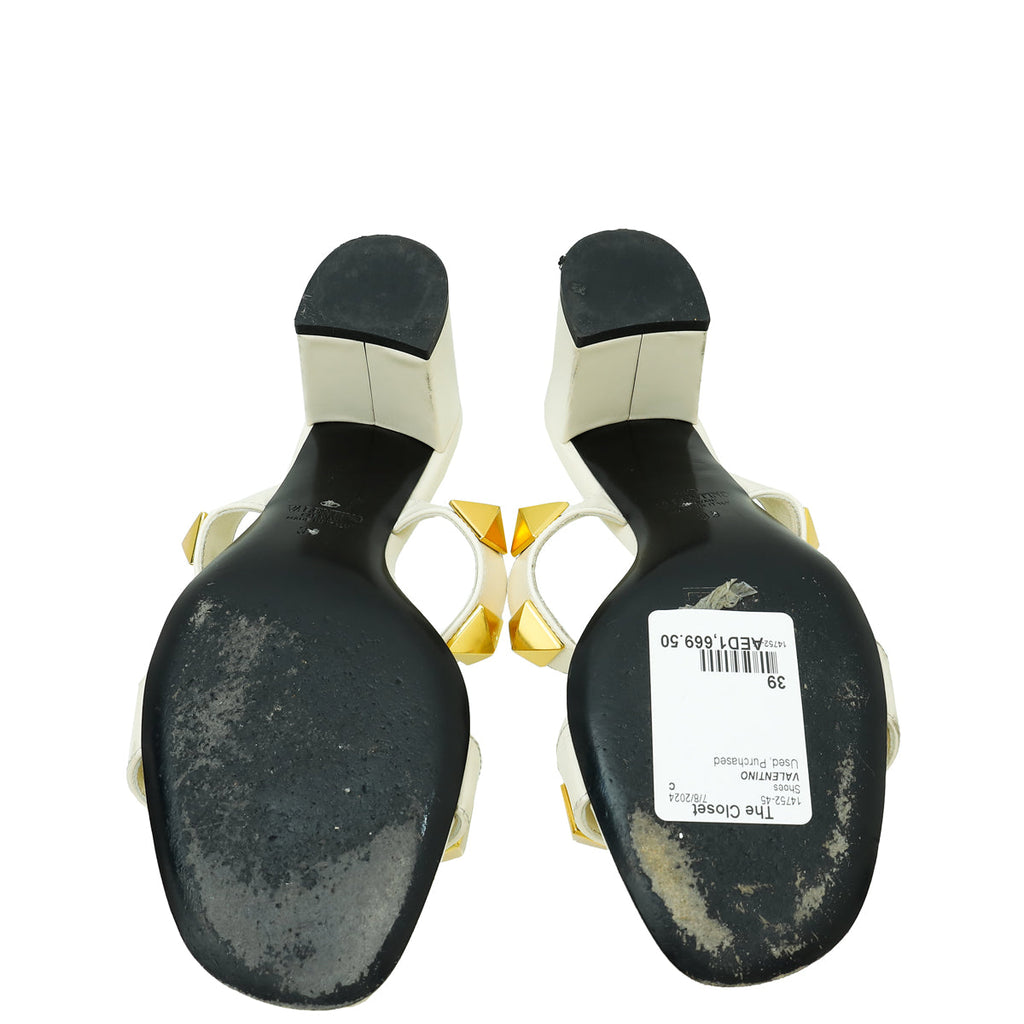Valentino White Roman Rockstud Mules 39
