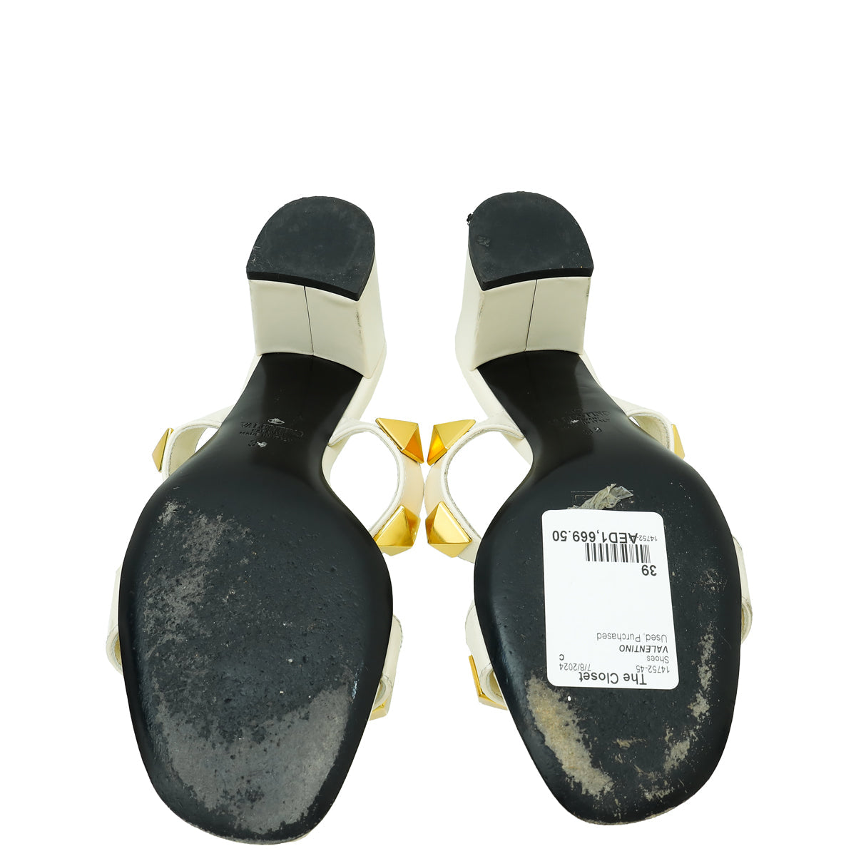 Valentino White Roman Rockstud Mules 39