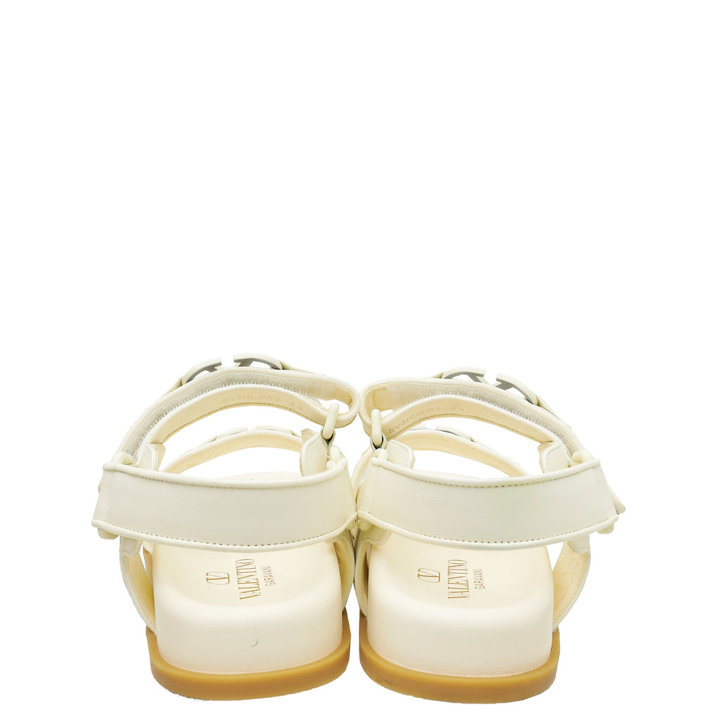 Valentino White VLogo Signature Sandals 39