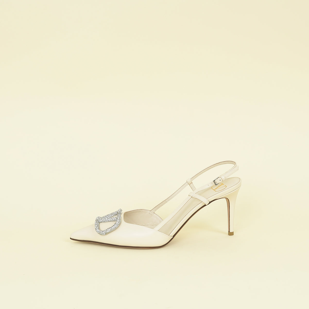 Valentino Light Ivory Vlogo Signature Slingback Pump
