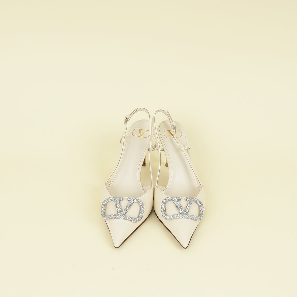Valentino Light Ivory Vlogo Signature Slingback Pump