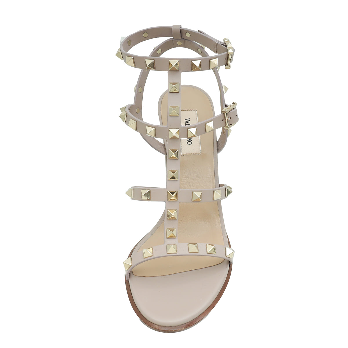 Valentino Poudre Rockstud Caged Block Ankle Strap 90mm Sandals 39