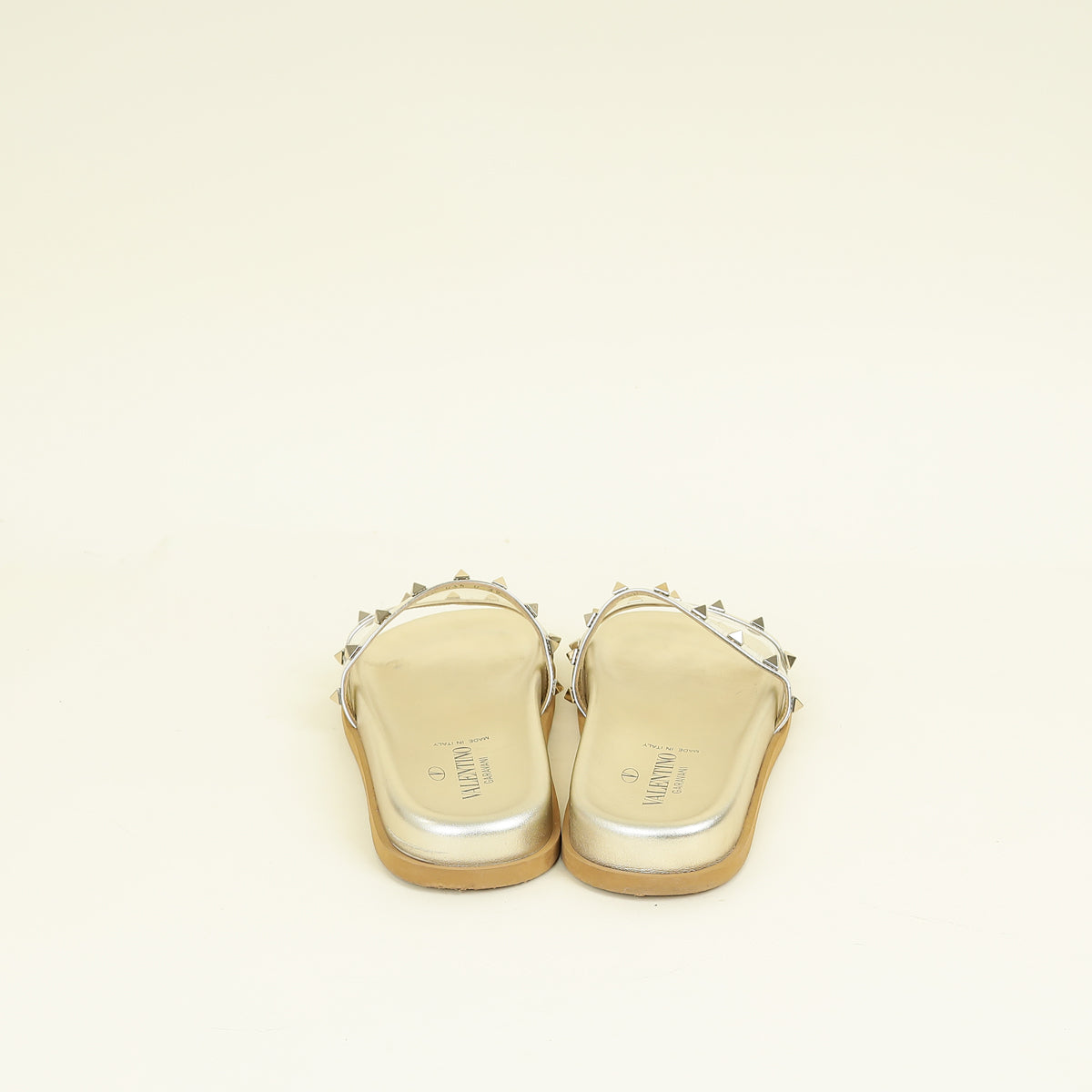Valentino Metallic Gold Rockstud Flat Slide 39