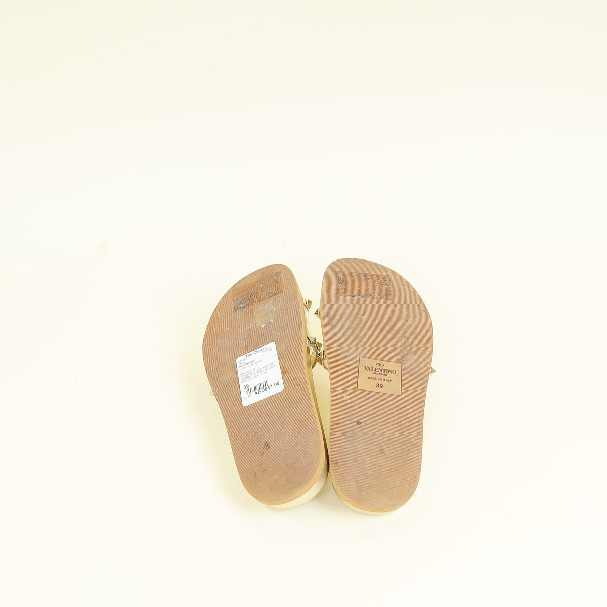 Valentino Metallic Gold Rockstud Flat Slide 39
